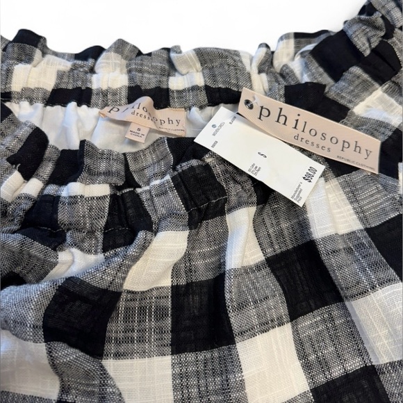 Philosophy Monochrome  Linen Plaid Dress Size Small NWT - Picture 4 of 6